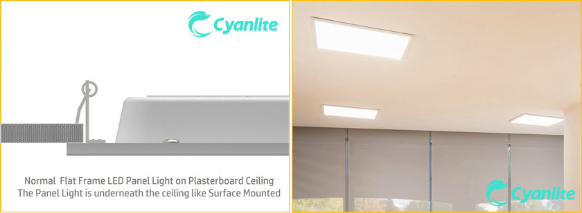 Normal Flat frame LED panel on the gypsum board ceiling